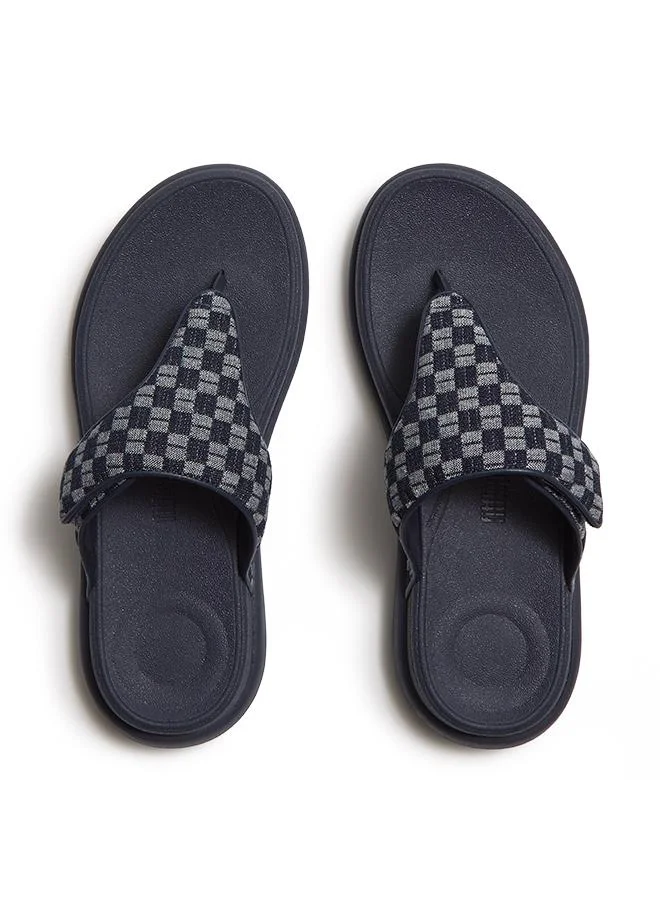 فيت فلوب F-MODE GO ADJ. CHECKERBOARD-DENIM TOE-POST SANDALS