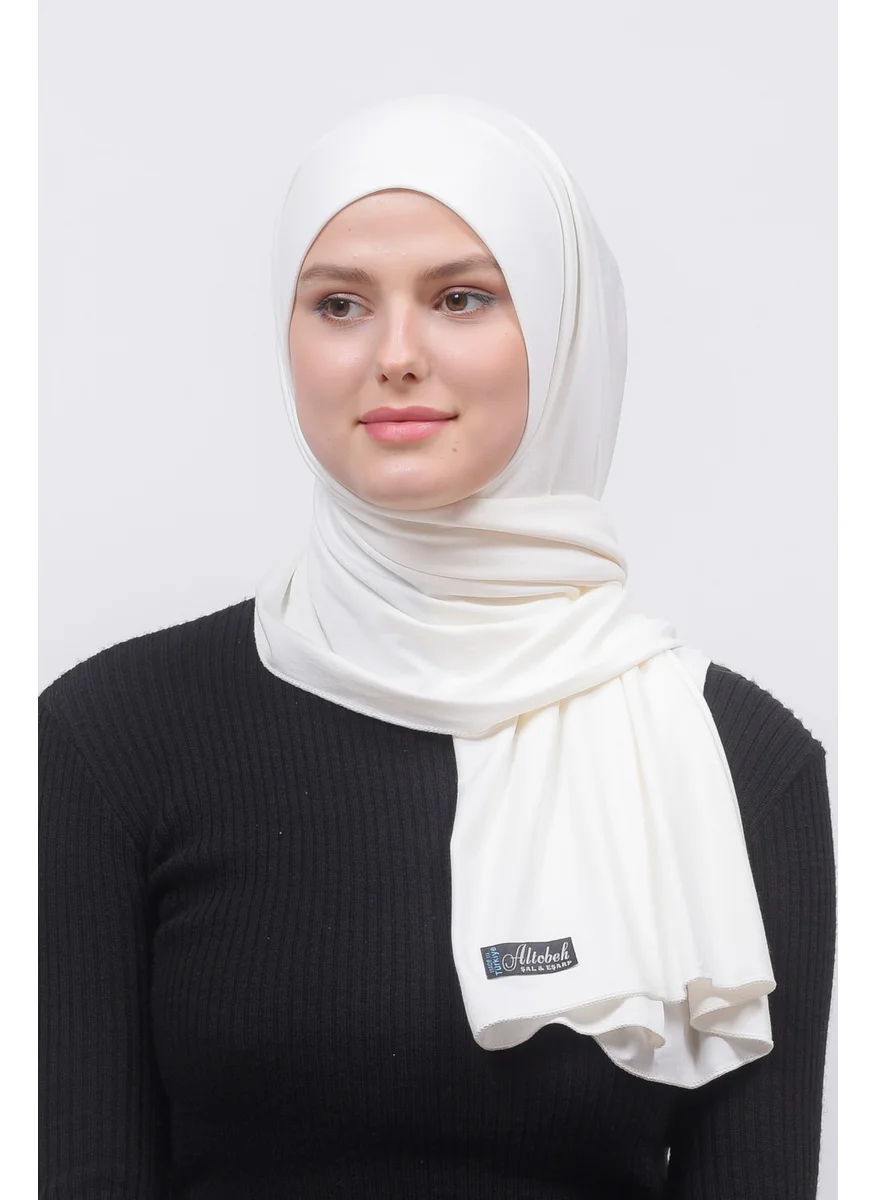 التوبة Hijab Combed Cotton Shawl Plain-Ecru