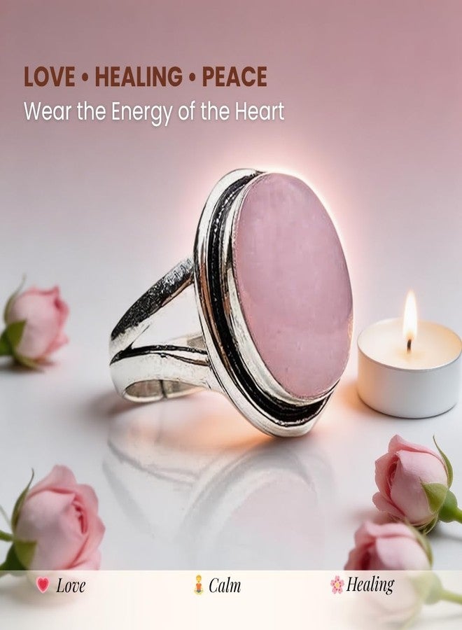 Plus Value Natural Rose Quartz Adjustable Ring for Men & Women | Pink Crystal Gemstone Ring | Love Relationship Intention Jewelry | Valentine's Day Gift for Boyfriend Girlfriend - Image 2