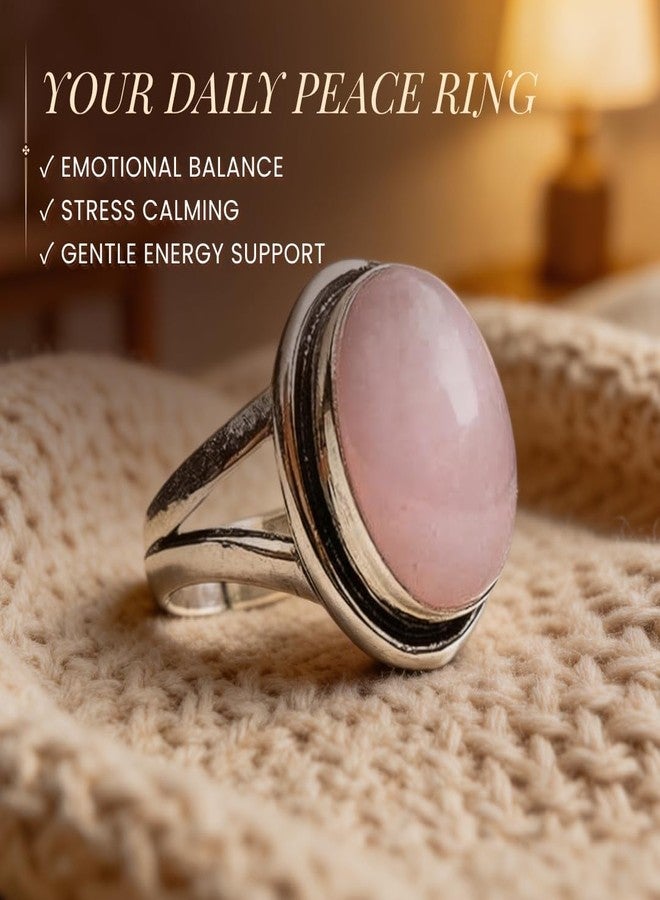 Plus Value Natural Rose Quartz Adjustable Ring for Men & Women | Pink Crystal Gemstone Ring | Love Relationship Intention Jewelry | Valentine's Day Gift for Boyfriend Girlfriend - Image 4