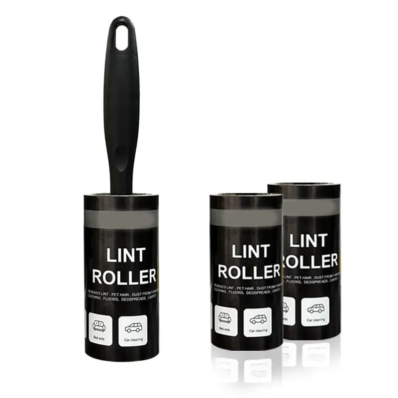 SAXAT lint Remover Roller for Clothes Lint Rollers Brush Reusable Sticky Cleaner Roller Easy Tear Sheets Travel Pet Hair 10cm Sheet Set of 3 Rolls 180 Sheets, 60 Each lint roll Remover (Design 1) - Image 1