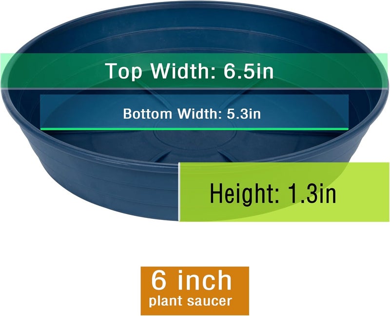 LWALRS Plant Saucer 6 Inch 4 Pack 6 8 10 12 14 16 18 20 25, Plastic Plant Trays for Pots，Extra-Deep Plant Water Dray Tray, Bird Bath Bowl, Heavy Flower Plant saucers Indoors and Outdoor No Holes 6in-4 blue - Image 2
