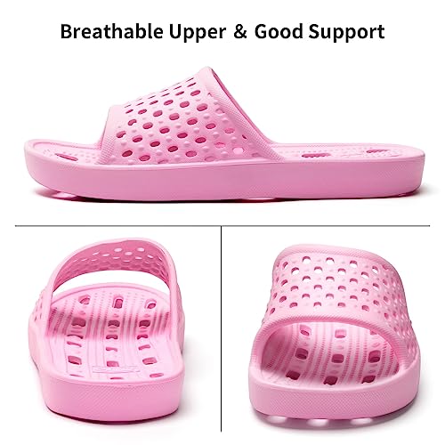 Xomiboe Shower Shoes Men Women Non Slip Bathroom House Slippers College Dorm Room Essentials for Girls Kids Shower Sandals Swimming Water Shoe (Pink,EU40-41) - Image 4