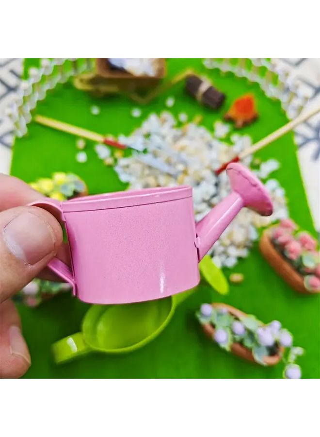Green Miniature Metal Watering Can Dollhouse Decor Photography Prop Collectible Gift - Image 3