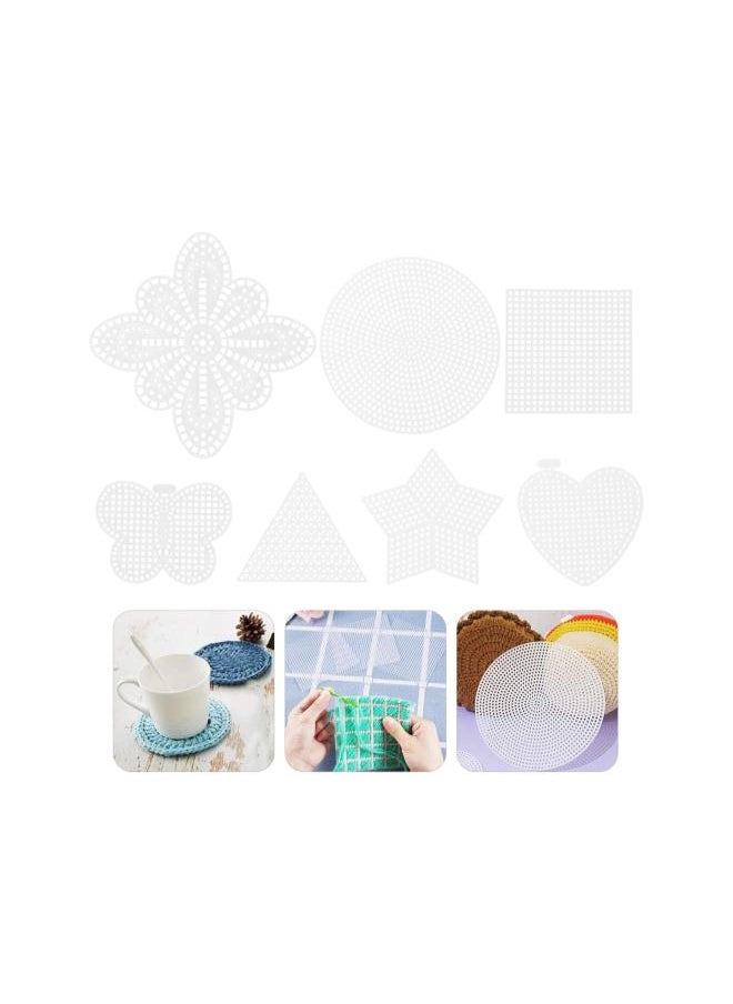 Mesh Plastic Canvas Sheets Kit, 70pcs Butterfly Triangle Star Heart Square Round Shape Plastic Mesh Canvas Sheets 3D Embroidery Cross Stitch Mesh Pieces Needlepoint Blank Canvas