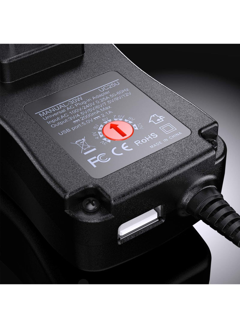 GNAFOTU Reverse Polarity,30W Universal AC DC Adapter Switching Power Supply Selectable Voltage with 9 Tips for 3V 4.5V 5V 6V 7.5V 9V 12V Household Electronics, 2000mA 2Amps Output Max - Image 5