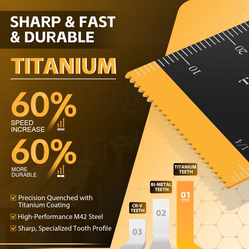 Bionso 20PCS Titanium Oscillating Tool Blade Cuts Metal and Wood, Sharp and Durable Multitool Blades, Multi Tool Blades Kits, Oscillating Saw Blades Fit Dewalt Milwaukee Ryobi Makita - Image 3