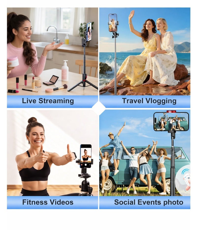 إي وورلد شاشة مراقبة سيلفي مغناطيسية، عكس شاشة الهاتف لاسلكيًا للكاميرا الخلفية للتصوير والتدوين، متوافقة مع آيفون وأندرويد، أبيض - Image 3