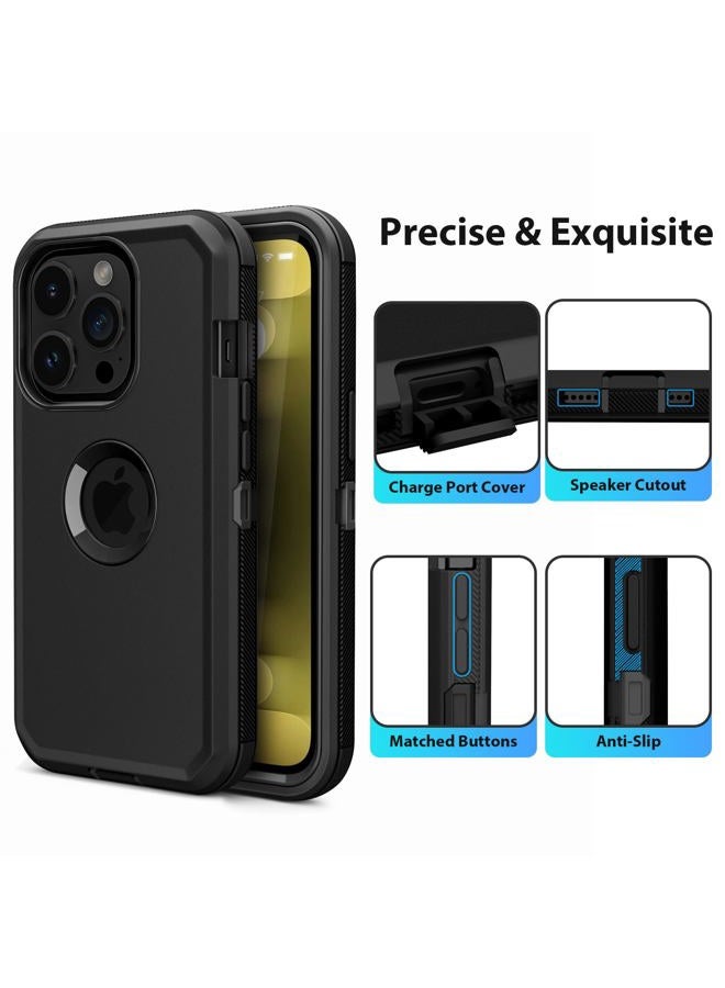 Jiunai for iPhone 15 Pro Max Case Heavy Duty Drop Protection Screenless Dual Layer Shockproof Sports Rugged Bumper Dust Proof Cell Phone Case for iPhone 15 Pro Max 6.7'' 2023 Released - Black - Image 5