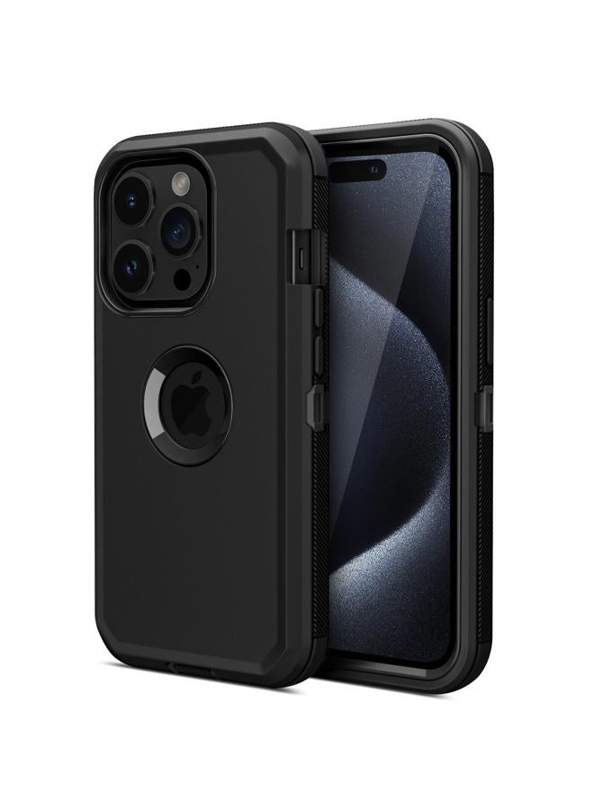 Jiunai for iPhone 15 Pro Max Case Heavy Duty Drop Protection Screenless Dual Layer Shockproof Sports Rugged Bumper Dust Proof Cell Phone Case for iPhone 15 Pro Max 6.7'' 2023 Released - Black - Image 1