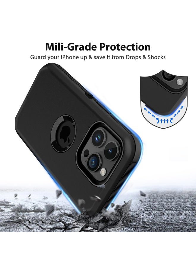 Jiunai for iPhone 15 Pro Max Case Heavy Duty Drop Protection Screenless Dual Layer Shockproof Sports Rugged Bumper Dust Proof Cell Phone Case for iPhone 15 Pro Max 6.7'' 2023 Released - Black - Image 2
