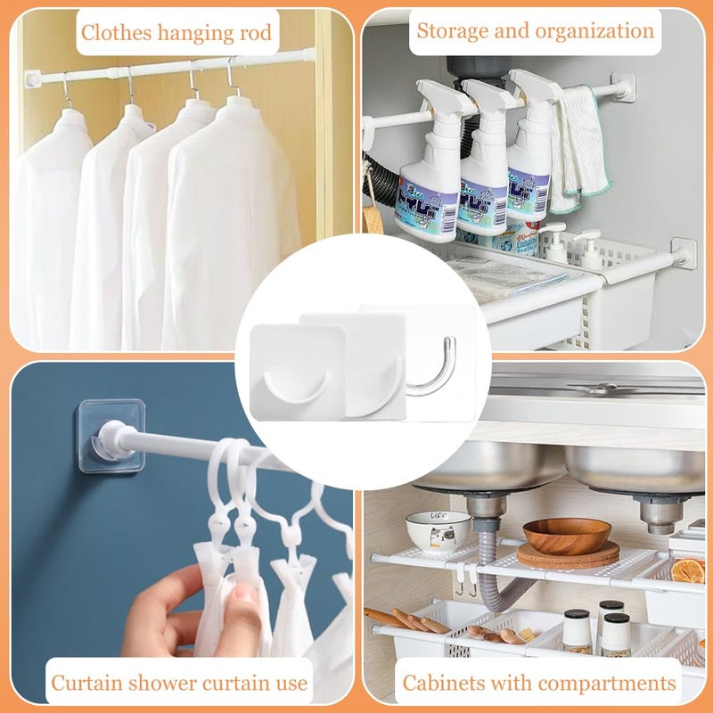 TRKETK 12 x Adhesive Shower Curtain Rod Brackets for Shower Curtain Rod Brackets Wall Mounted Bathroom Kitchen No Drilling - Image 4