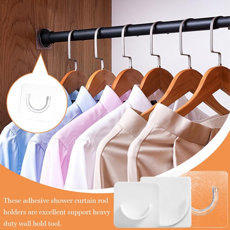 TRKETK 12 x Adhesive Shower Curtain Rod Brackets for Shower Curtain Rod Brackets Wall Mounted Bathroom Kitchen No Drilling - Image 3