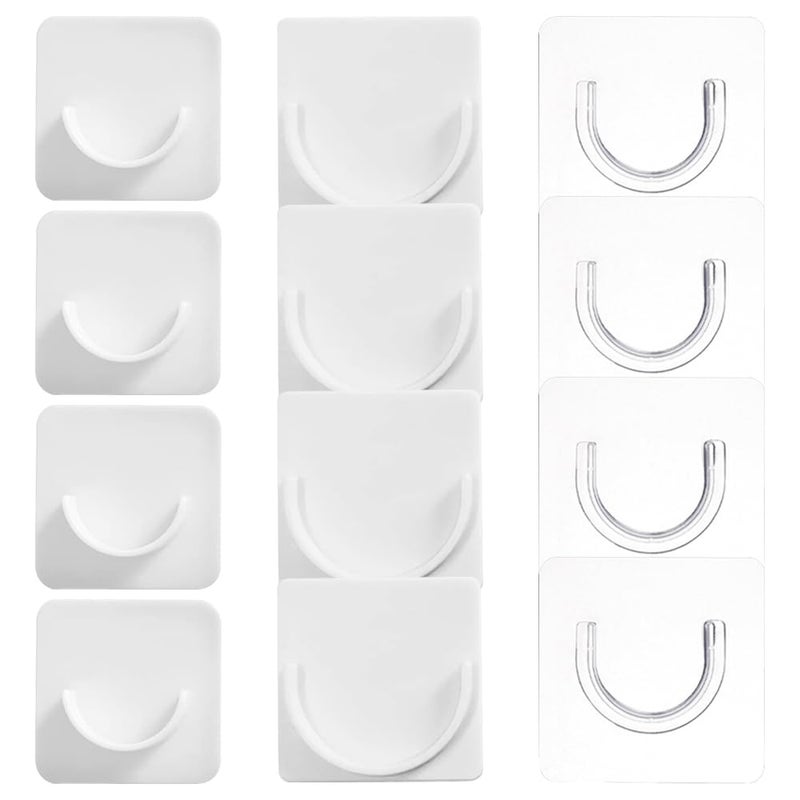 TRKETK 12 x Adhesive Shower Curtain Rod Brackets for Shower Curtain Rod Brackets Wall Mounted Bathroom Kitchen No Drilling - Image 1
