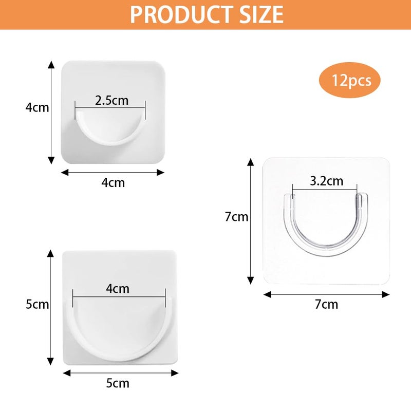 TRKETK 12 x Adhesive Shower Curtain Rod Brackets for Shower Curtain Rod Brackets Wall Mounted Bathroom Kitchen No Drilling - Image 2