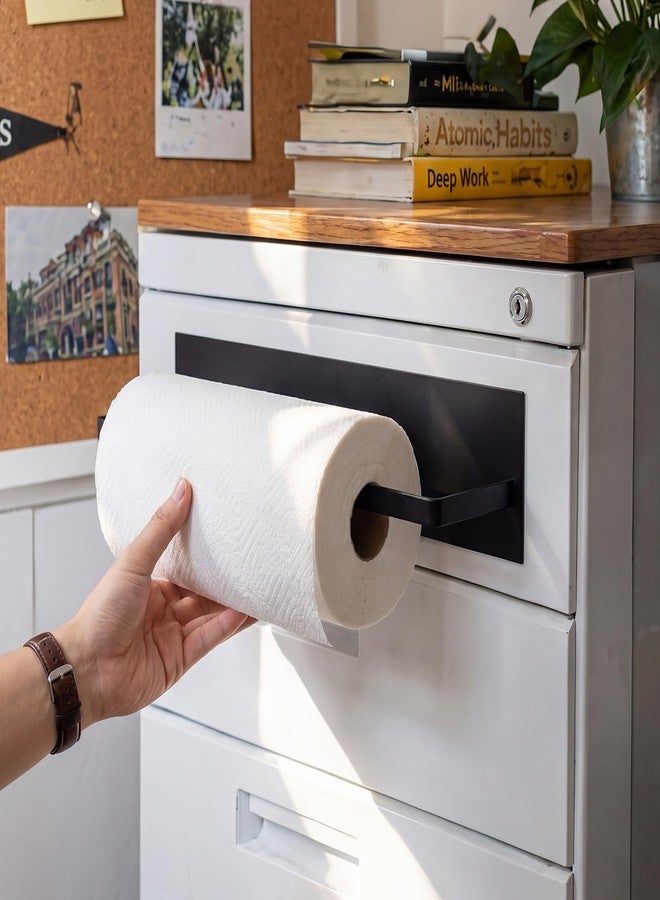 Flutesan Black Magnetic Paper Towel Holder for Fridge Dorm, No Drill Heavy Duty Metal Paper Towel Rack, Wall Mount Magnetic Organizer, Magnet Tissue Holder for Mini Refrigerator, Classroom, School - Image 4