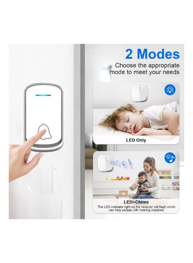 Expand Your Communication with Wireless Doorbell Kit Plug-in Waterproof with 58 Melodies 5 Volume Levels 850 Ft Range Ideal for Home Office and Classroom  - Image 1