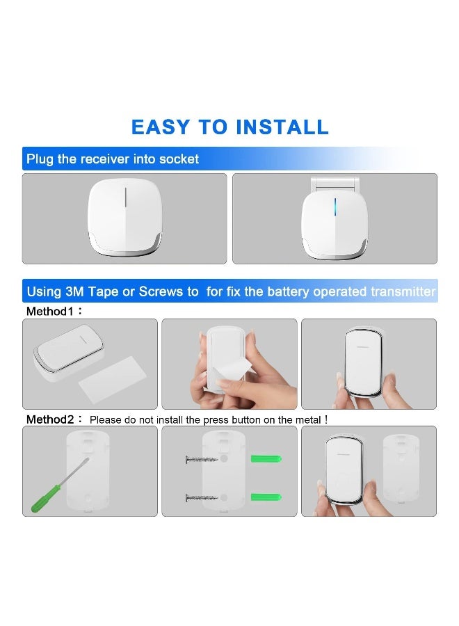 Expand Your Communication with Wireless Doorbell Kit Plug-in Waterproof with 58 Melodies 5 Volume Levels 850 Ft Range Ideal for Home Office and Classroom  - Image 4
