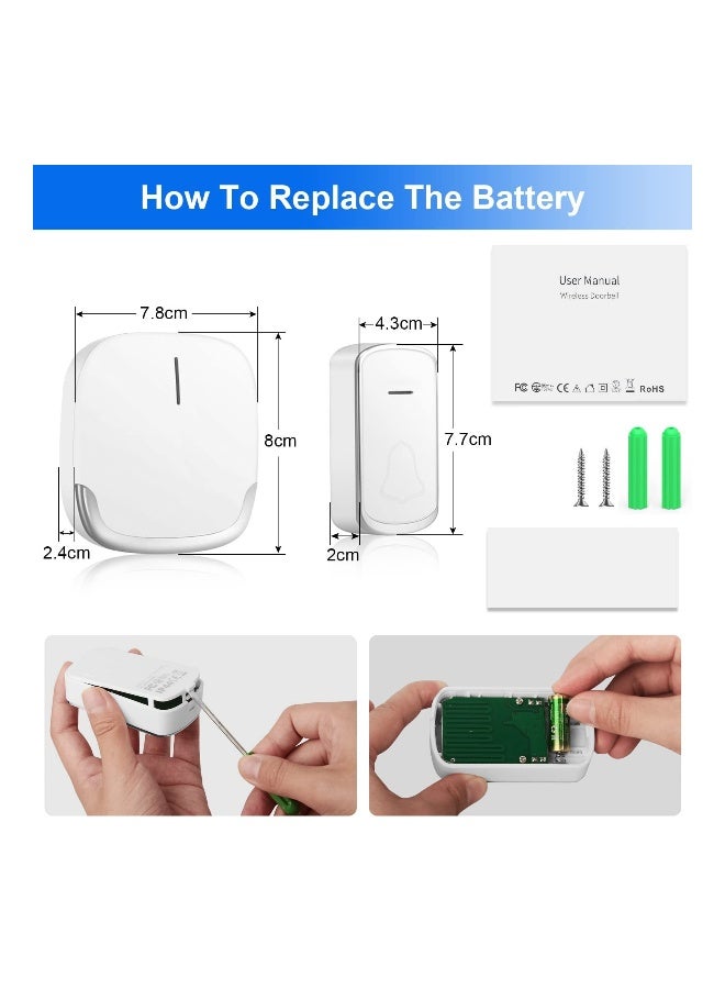 Expand Your Communication with Wireless Doorbell Kit Plug-in Waterproof with 58 Melodies 5 Volume Levels 850 Ft Range Ideal for Home Office and Classroom  - Image 5