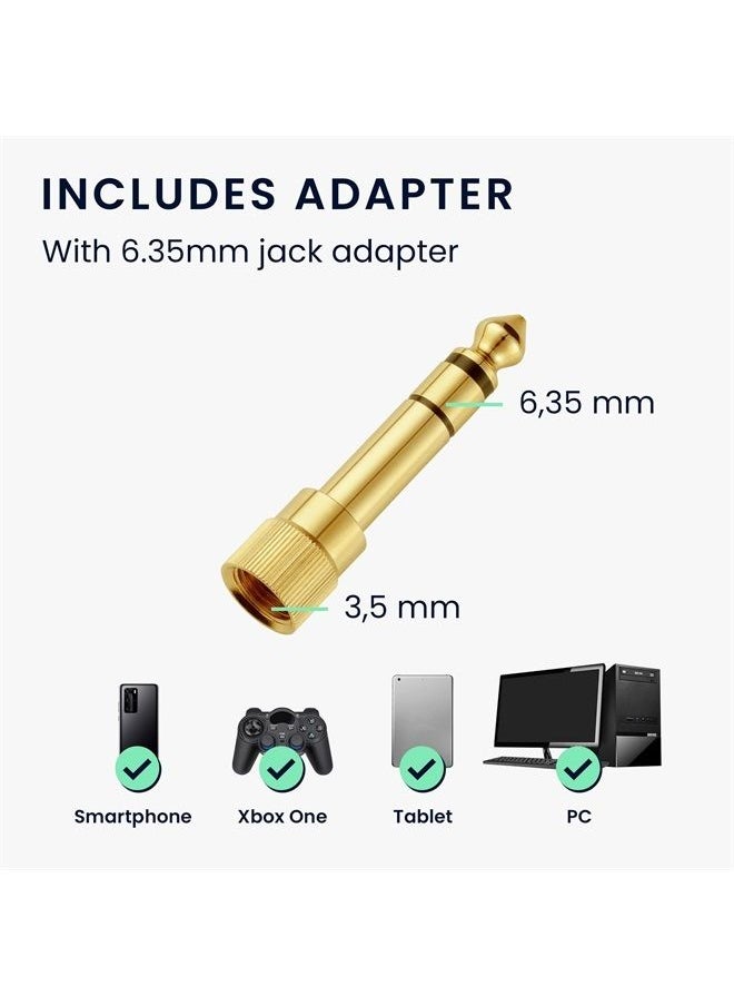 kwmobile Headphone Cable Compatible with Shure SRH440A / SRH840A / SRH440 / SRH840-300cm Cord with 3.5mm (1/8") Jack + 6.35mm (1/4") Jack Adapter  - Image 5