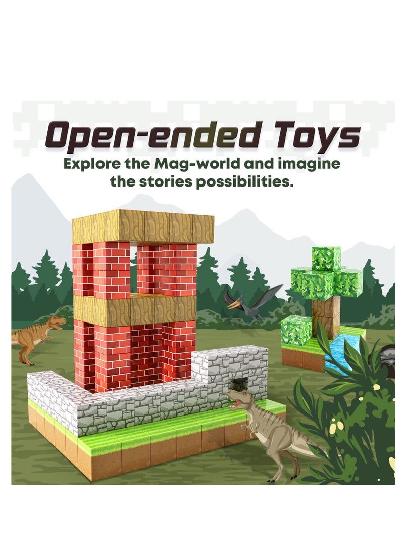 128pcs Mine Exploration square building block set children’s puzzle doll assembled game peripheral mini toys minecrafts magnetic cube intelligent magnetic building block set build a 3D mag-world  - Image 2