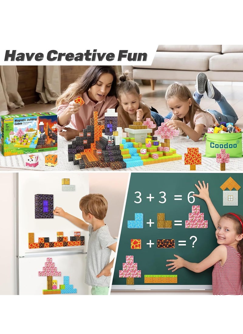 128pcs Mine Exploration square building block set children’s puzzle doll assembled game peripheral mini toys minecrafts magnetic cube intelligent magnetic building block set build a 3D mag-world  - Image 3