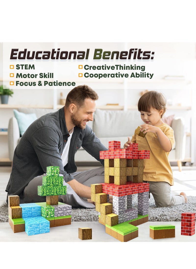128pcs Mine Exploration square building block set children’s puzzle doll assembled game peripheral mini toys minecrafts magnetic cube intelligent magnetic building block set build a 3D mag-world  - Image 5