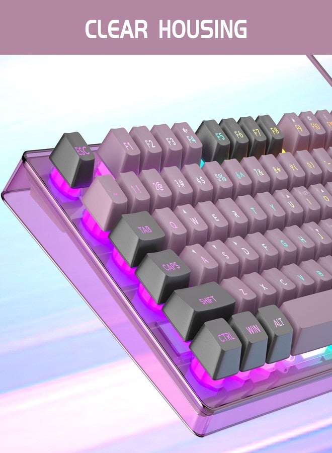 مايجغي مجموعة لوحة مفاتيح وماوس للألعاب، لوحة مفاتيح K1 بإضاءة خلفية RGB LED مع 104 مفتاح، لوحة مفاتيح ألعاب للكمبيوتر الشخصي/الكمبيوتر المحمول (لون الكشمش الأسود) - Image 2