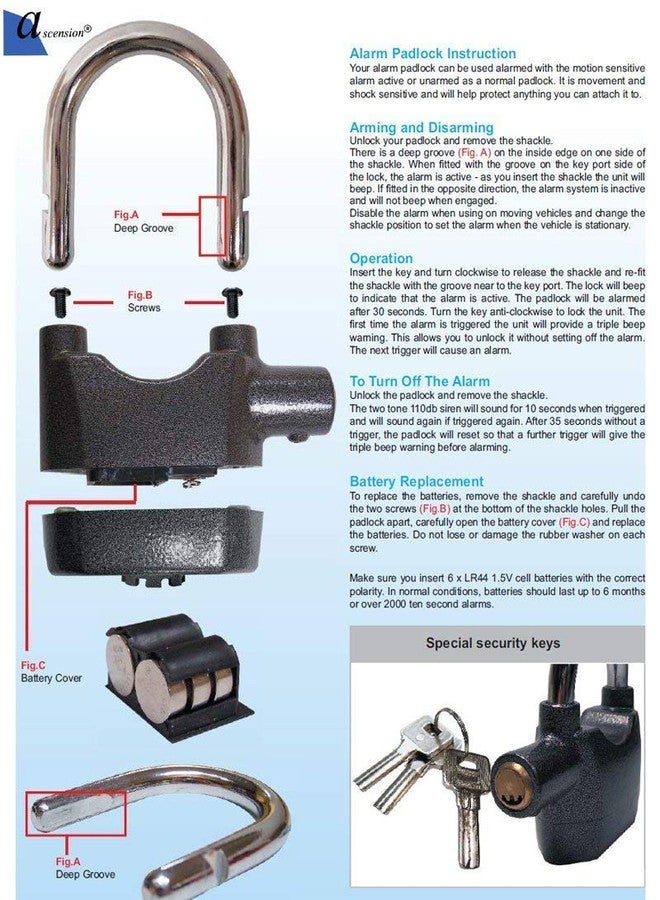 IGADG- MAKING LIFE SIMPLE iGADG Anti Theft Motion Sensor Security Alarm Padlock for Home Office Bike Luggage - Image 4