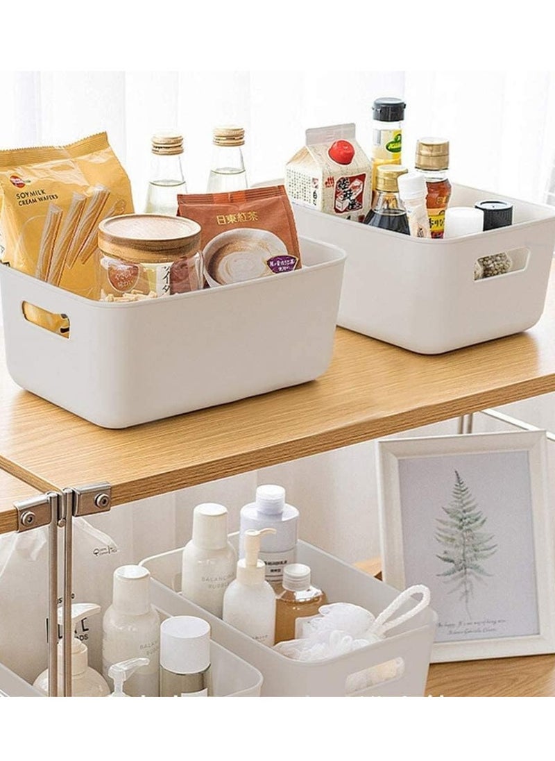 Generic - Set of 8 Plastic Storage Bins Basket Cabinet Organizer with Handle White - Image 1