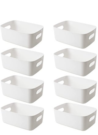 Set of 8 Plastic Storage Bins Basket Cabinet Organizer with Handle White - pzsku/ZD208350319D0425E3D25Z/45/1746202739/67372ae3-cc33-4454-839a-af212e72545c