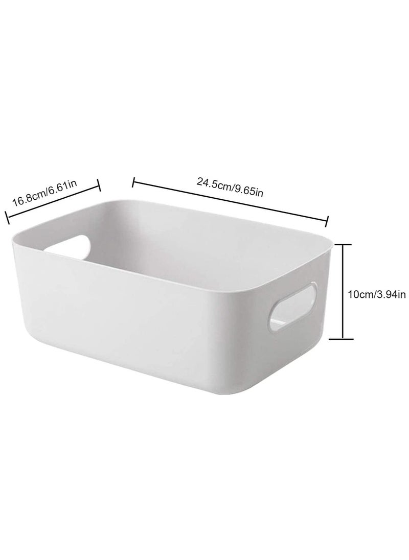 Generic - Set of 8 Plastic Storage Bins Basket Cabinet Organizer with Handle White - Image 1