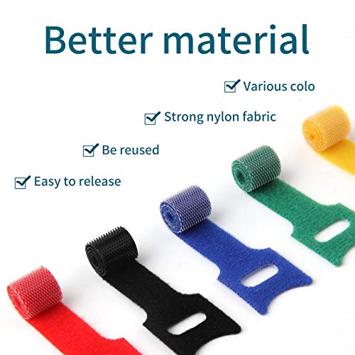 JIAKAI 6 Inch Length Reusable Hook and Loop Cable Ties ，Strong &Microfiber fastening cloth, Adjustable Fastener Cable Strap Hook and Loop Cord Ties - Image 3