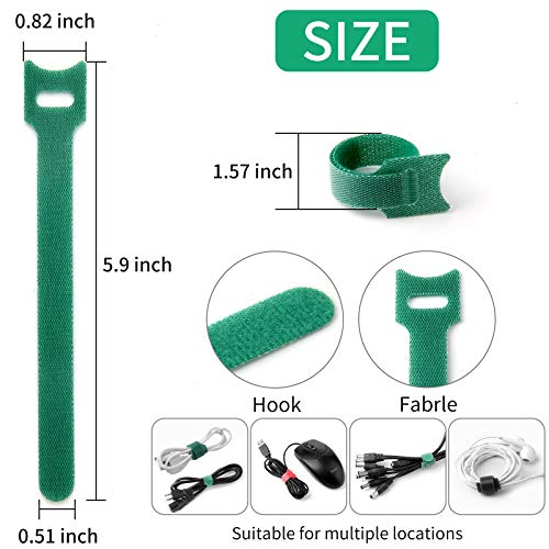 JIAKAI 6 Inch Length Reusable Hook and Loop Cable Ties ，Strong &Microfiber fastening cloth, Adjustable Fastener Cable Strap Hook and Loop Cord Ties - Image 2