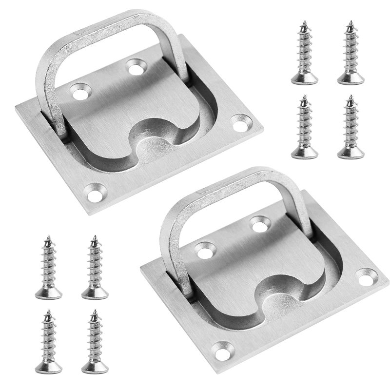 Stainless Steel Hatch Pull Flush Lift Solid Boat Ring Hatches Handles for Boat Deck Hatch Flush Ring Pull Home Furniture Drawer Cabinet Recessed Lid Handle 2 Pack of Flush Ring Pull