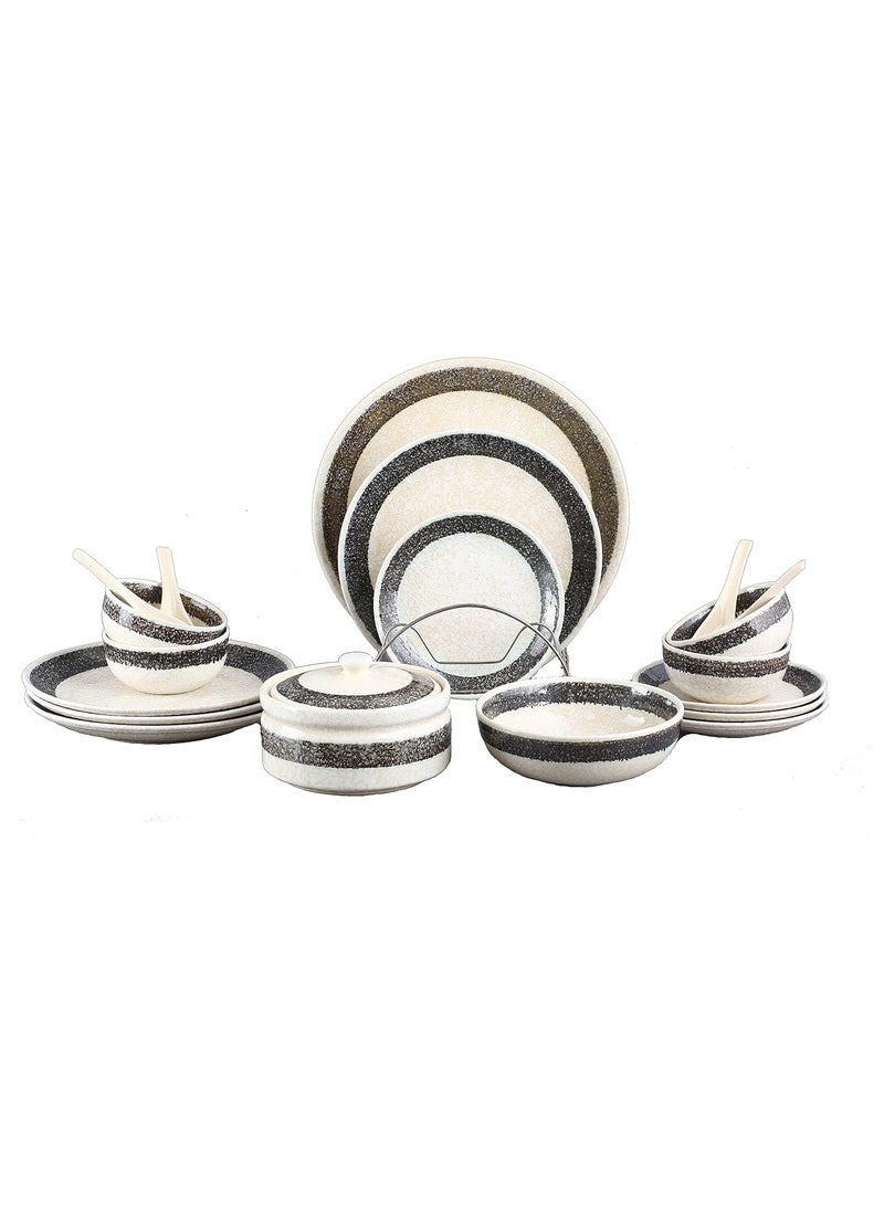 Caffeine Caffeine Ceramic Handmade White Marble Dinner Set (Set of 19 Pieces)  - Image 1