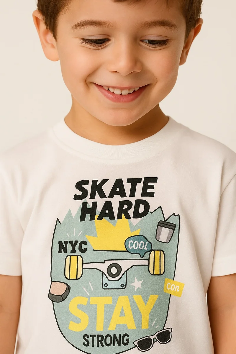 victor and jane Boys Summer Printed  T-Shirt  - Off-White