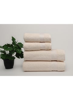 White Rose Towel 4 Piece Bathroom  Set - SERENITY - 550 GSM - 100% Cotton Terry - 2 Bath  70X140 cm & 2 Hand  50x90 cm-Premium Touch-Quick Dry - Super Absorbent-White  - Image 1