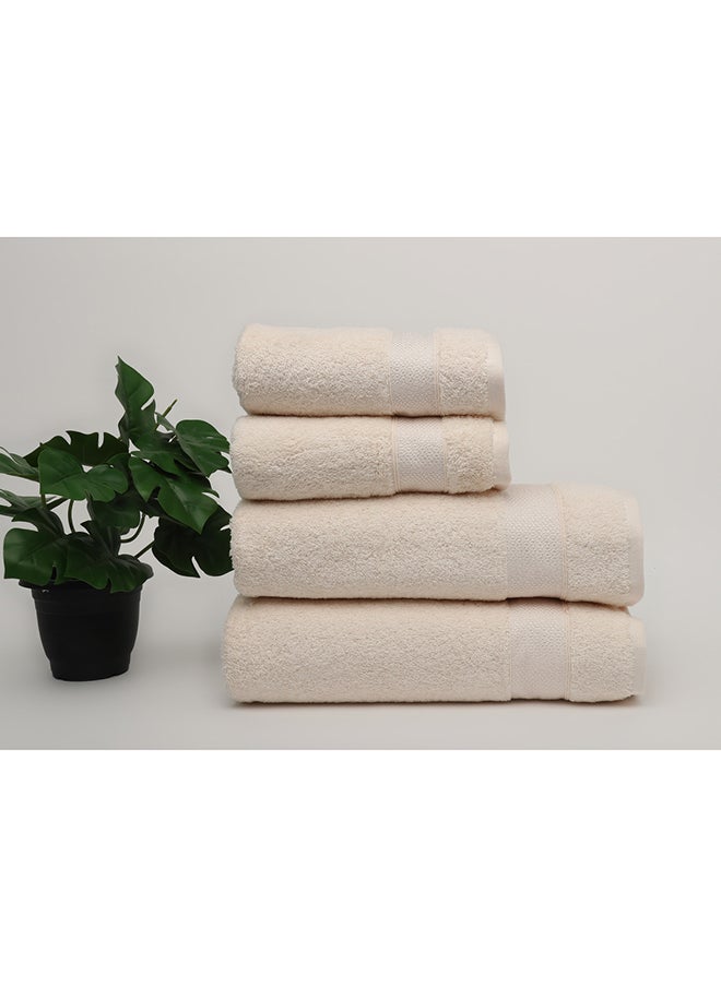 White Rose Towel 4 Piece Bathroom  Set - SERENITY - 550 GSM - 100% Cotton Terry - 2 Bath  70X140 cm & 2 Hand  50x90 cm-Premium Touch-Quick Dry - Super Absorbent-White  - Image 1