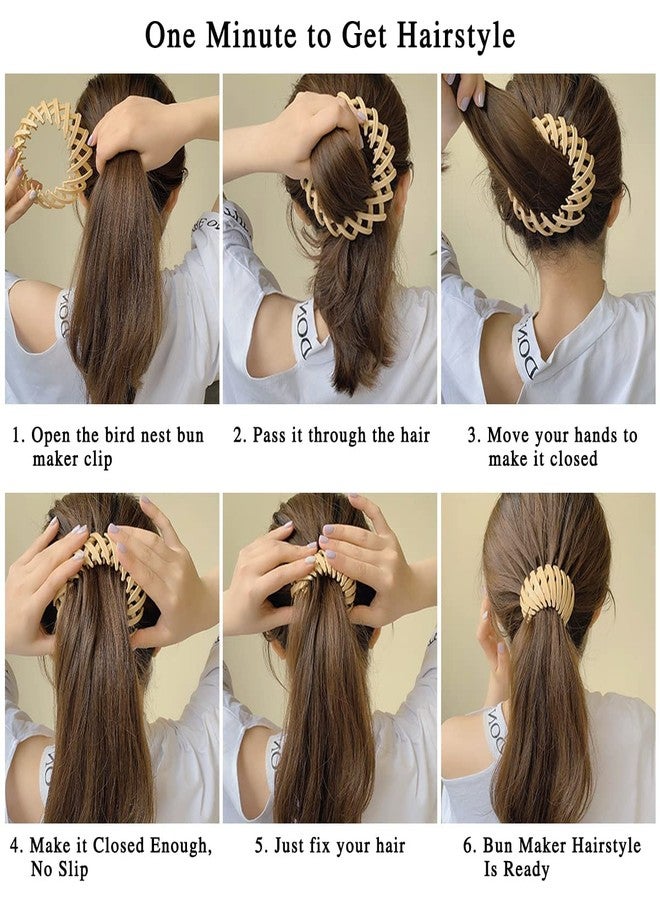 BAKEFY 5 PCS Birds Nest Hair Clips Hair Claw Clamps Bun Makers Expandable Ponytail Holder Comb Hair Bands Hair Accessory for Women Girls - Image 5