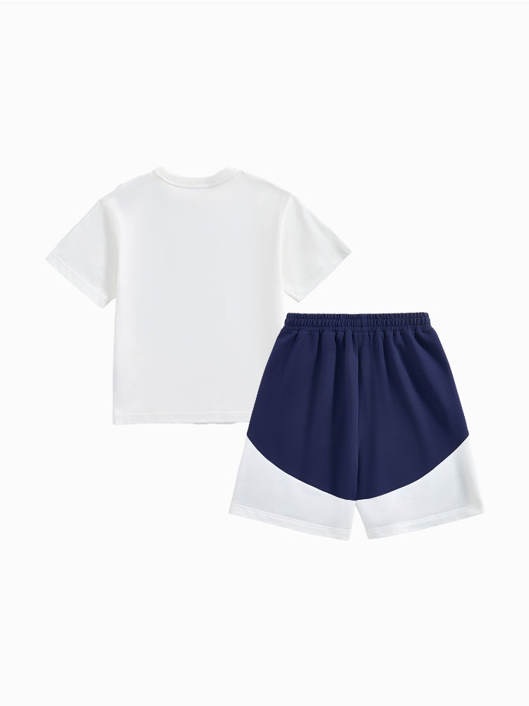 Balabala Unisex Two-Piece Set - Printed T-Shirt And Shorts With Contrast Details - Image 2