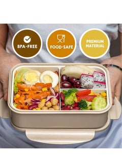 Adando Adando Lunch Box for Kids & Adults - 1400 3 Compartment Bento Box with Cutlery - Lunch Containers Microwave & Freezer Safe & BPA  Free  -  Insulated Leak-Proof for Adults/Kids/Toddler/School - علبة الغداء للأطفال لانش بوكس للكبار  - Image 2
