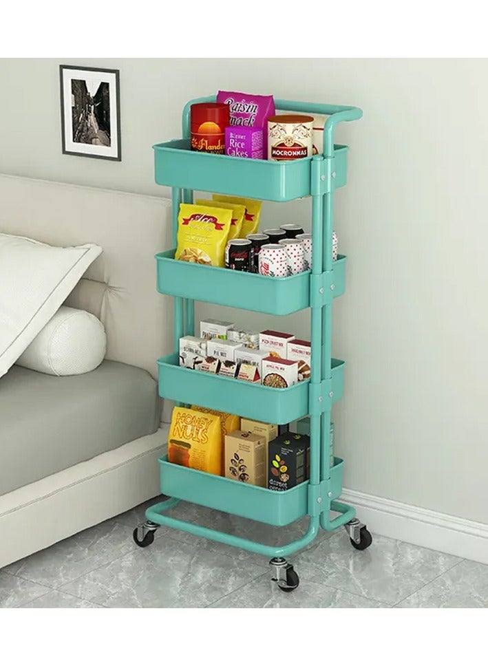 DubaiGallery 4 Tier Metal Utility Multipurpose Trolley Organizer Cart With Wheels For Office, Kitchen Bathroom Bedroom  - Image 1