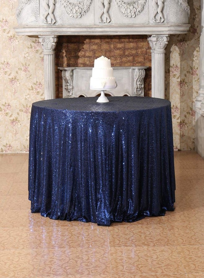 SquarePie Sequin Tablecloth Round 50 Inch Navy Blue Table Linen for Wedding Birthday Party - Image 5