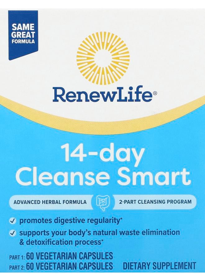 Renew Life تنظيف لمدة 14 يومًا - زجاجتان تحتويان على 60 كبسولة نباتية لكل منهما - Image 1