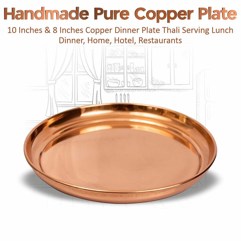 TORPPEZA Pure Indian Traditional Handmade Copper Plain Plate/Thali/for Pooja, Diwali Puja, Navratri, Aarti and Bhog, Fruits, Hawan Samagri and Multipurpose Use (Size - 9inch) - Image 2