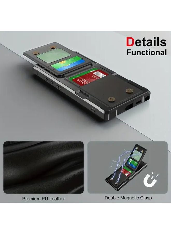 Blue Galaxy S25 Ultra Phone Case with Card Holder Anti Fall Protective Cover - Image 4