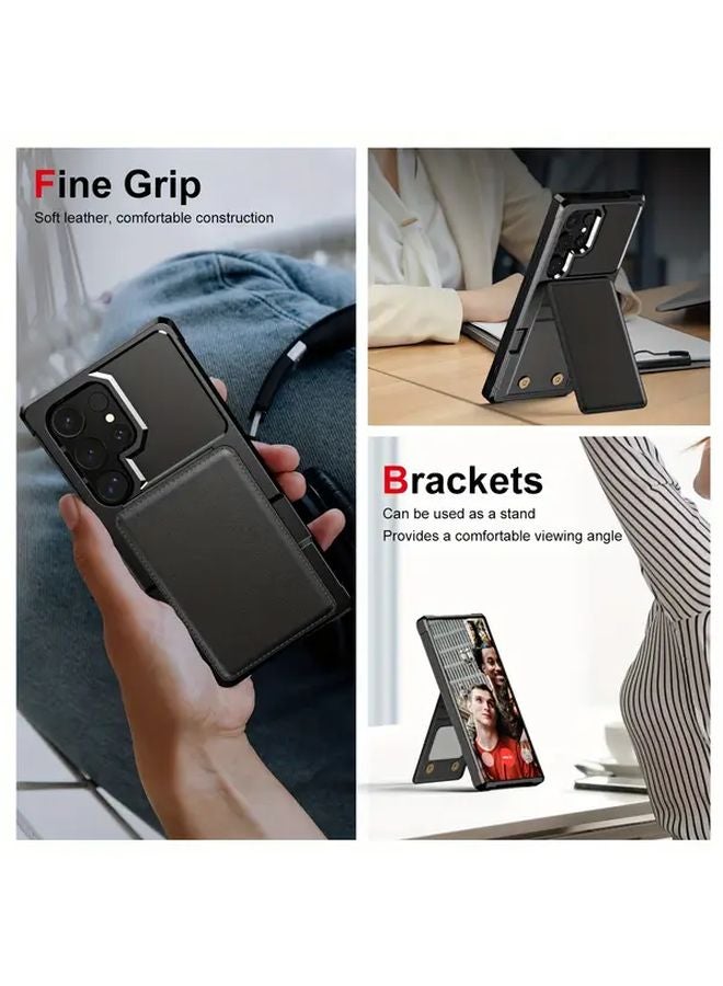 Blue Galaxy S25 Ultra Phone Case with Card Holder Anti Fall Protective Cover - Image 5