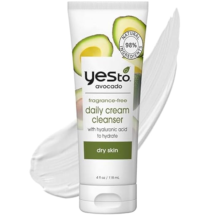 Yes To Avocado Fragrance Free Daily Cream Cleanser, Hydrating Face Wash That Removes Makeup & Impurities Leaving Skin Moisturized With Hyaluronic Acid & Glycerin, Natural Vegan & Cruelty Free, 4 Fl Oz - Image 1