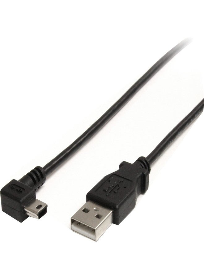StarTech.com 3 ft. (0.9 m) Right Angle USB to Mini USB Cable - USB 2.0 A to Right Angle Mini B - Black - Mini USB Cable (USB2HABM3RA) - Image 1